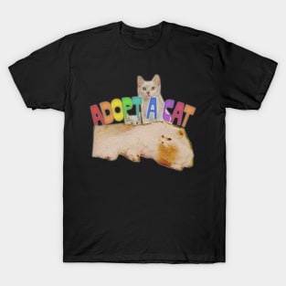 Adopt A Cat / Retro Funny Cat Lover Collage Design T-Shirt